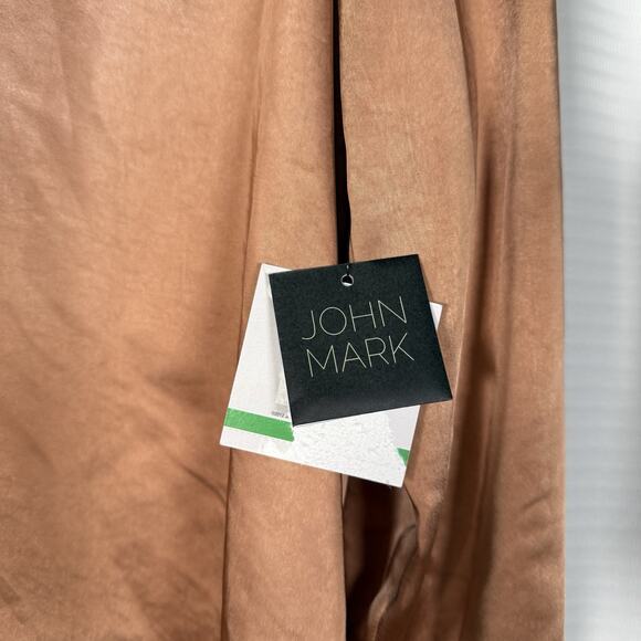 NWT John Mark Satin Woven Button Front Point Collar Long Sleeve Women's Size L - Picture 3 of 11